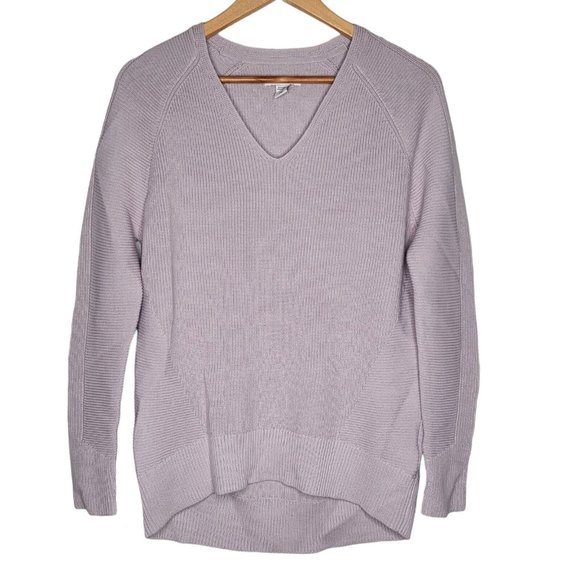Athleta 2XS Light Purple Heavyweight Knit‎ V-Neck Women Hanover Pullover Sweater - Picture 1 of 3